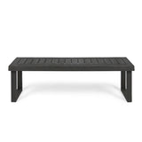 Realm - Outdoor Bench With Slat Panel Top And Base - Dark Gray
