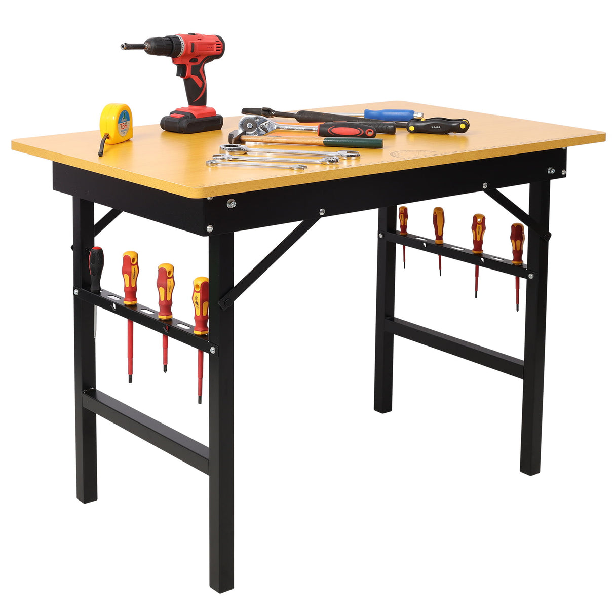 Portable Folding Work Table With Measuring Tape And Angle Finder Steel - Black