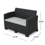 Zephyra - Outdoor 4 Piece Faux Wicker Rattan Chat Set With Water Resistant Cushions - Gray