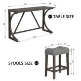 Bar Table Set With 3 Padded Stools