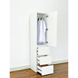 Elise - Slim Modular Wood Closet Cabinet With Drawers In Durable Melamine And Wood 71" Height - White