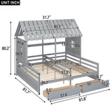 House Platform Beds With 2 Drawers, Side By Side Design