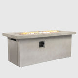 Concrete 60" Rectangular Propane Gas Fire Pit Table With 60000 Btu For Outdoor Spaces - Light Gray