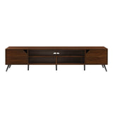 Contemporary 2 Door Minimalist TV Stand For TVs Up To 90" - Dark Walnut