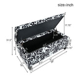Luxury Storage Ottoman With Floral Patterned Fabric, Soft-Close Hinges, Multi Functional