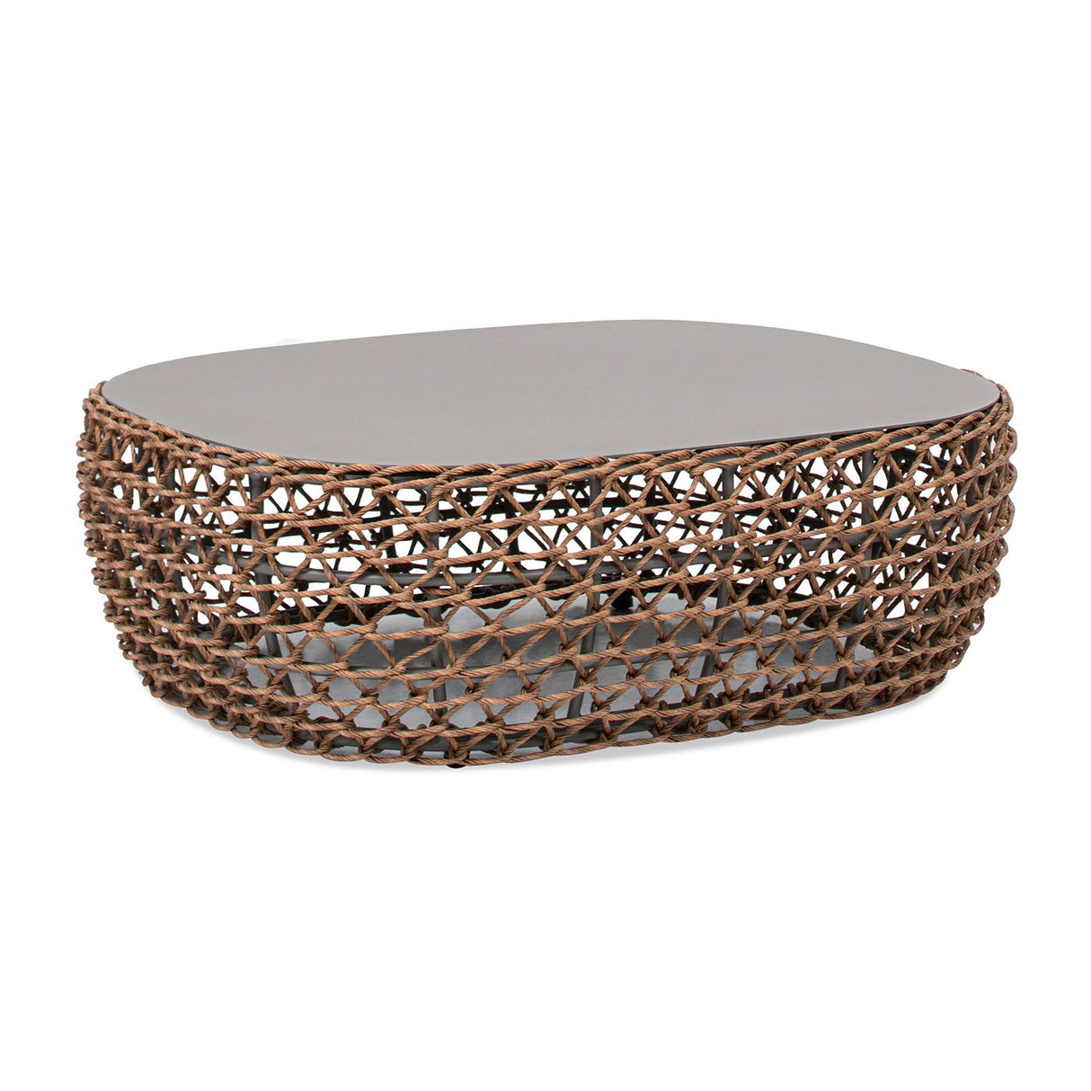 Willow - Oval Woven Patio Coffee Table, Wicker Frame