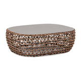 Willow - Oval Woven Patio Coffee Table, Wicker Frame