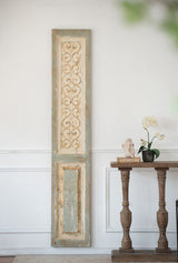 Large Wooden Rectangle Hanging Panel Decorative Wall Sculpture, Carved Wall Art - Beige