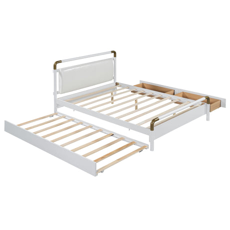 Storage Platform Bed, With 2 Big Drawers, Trundle