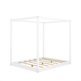 Wood Canopy Platform Bed With Support Legs And Airflow Slats