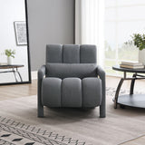 Modern Upholstered Accent Chair, Comfortable Linen Fabric With A Pillow For Living Room