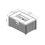 32" Propane Gas Fire Pit Table With Propane Tank Cover, 50000 Btu Rectangular Steel Fire Pit With Beautiful Wicker Base