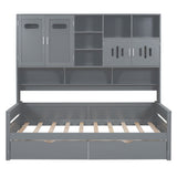 Daybed With All-In-One Cabinet And Shelf