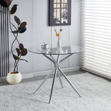 Compact Dining Table With Glass Top - Chrome