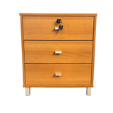 3 Drawer Nightstand Locking Top Drawer Metal Drawer Glides Metal Bar Handles