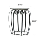 Modern Industrial End Table With Mango Wood Top And Iron Frame - Gray