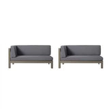 Aura - 2 Piece Outdoor Set With X Back Left Bench And Corner - Dark Gray