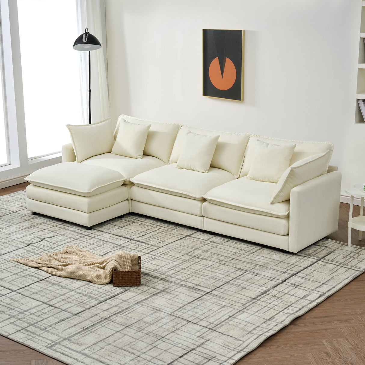 Modular Ottoman Style Deep Seat Sofa With Cushions