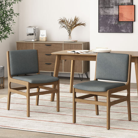 Contemporary Dining Chair Set Upholstered Fabric With Rubberwood Frame