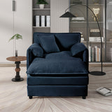 Oversized Chair With Movable Ottoman, Soft Upholstered Lounge Chair