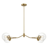 Jewel - 4 Lights Modern Farmhouse Chandelier Ceiling Hanging Light Fixture - Clear / Gold