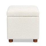 Upholstered Storage Ottoman - Ivory White