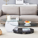 Contemporary Artistic Double Layer Coffee Table,Tempered Glass Top