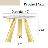Marble Grained Stone Round Table Three - Legged Round Table With Stainless Steel Plated Legs Natural Healthy And Environmentally Friendly Round Table