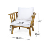 Patio Furniture Set, Outdoor Acacia Wood Patio Club Chair With Table