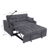 Modern Velvet Loveseat Futon Sofa With Pullout Bed, Adjustable Reclining Backrest, Toss Pillows