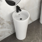15" Pedestal Sink With Space Saving Design, Smooth Non Porous Surface For Powder Rooms - White