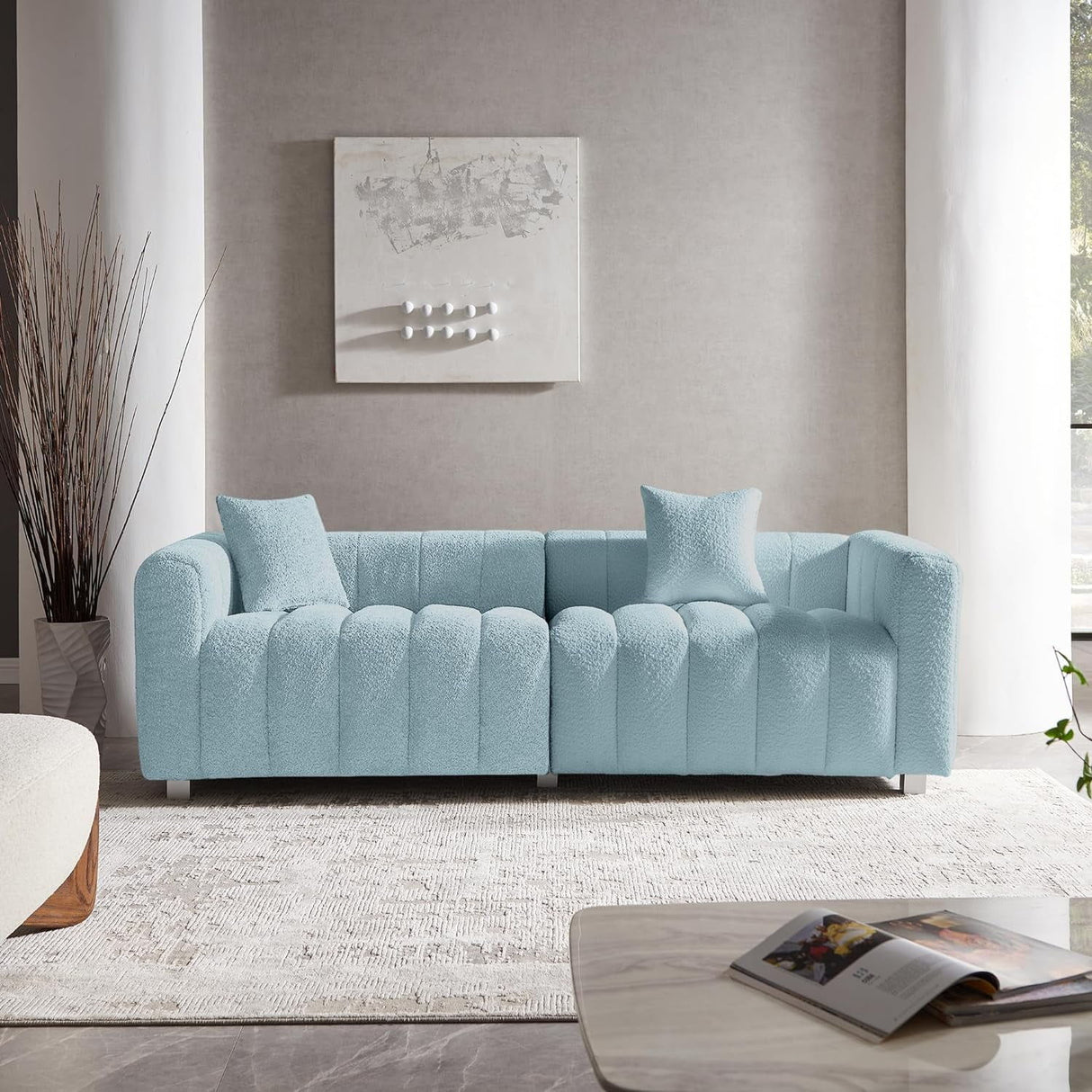 Modern 3 Seater Sofa With 2 Pillows