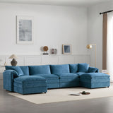 Modular Sectional With Deep And Wide Seat, Cloud Couch Set With Double Cushions Sofa With Movable Ottoman