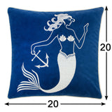 Liz Mermaid Pillow Cover With Matching Back And Hidden Zipper - Indigo