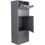 Steel Large Single Compartment Locking Parcel Drop Box With Keyed Access - Gray