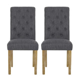 Contemporary Dining Chair (Set of 2) With Button Tufted Design - Charcoal