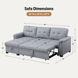 Lexi - Vegan Leather Modern Reversible Sleeper Sectional Sofa With Storage Chaise
