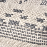 Karim - Faux Yarn Large Pouf, Durable - Ivory / Gray