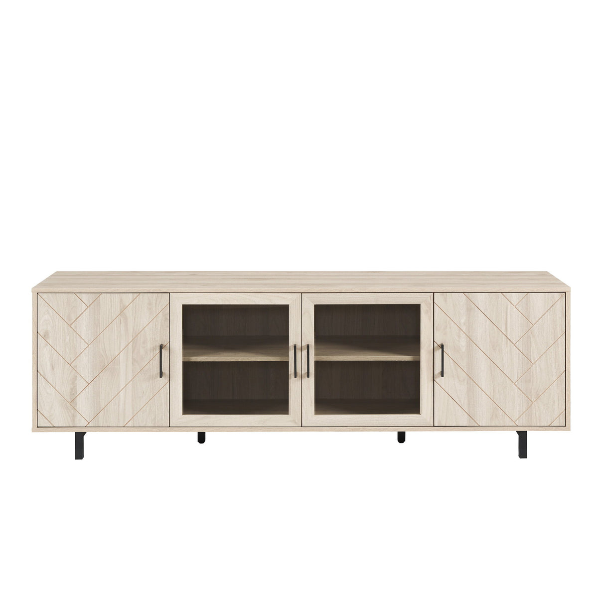 Modern Scandinavian 4 Door Herringbone 70" TV Stand For TVs Up To 80"