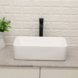 19" 5" Bathroom Sink Combo Rectangular Vessel Vanity Set With Faucet Drop In Ready Ceramic Basin - White / Black