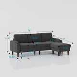3 Seater Convertible Combination L Shaped Sofa With Footstools With Storage