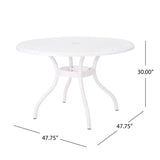 Tranquilius - Outdoor Round Dining Table With Lattice Tabletop, Umbrella Hole And Curved Legs