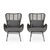 Modern Aesthetic Outdoor Rattan Accent Chair With Metal Legs
