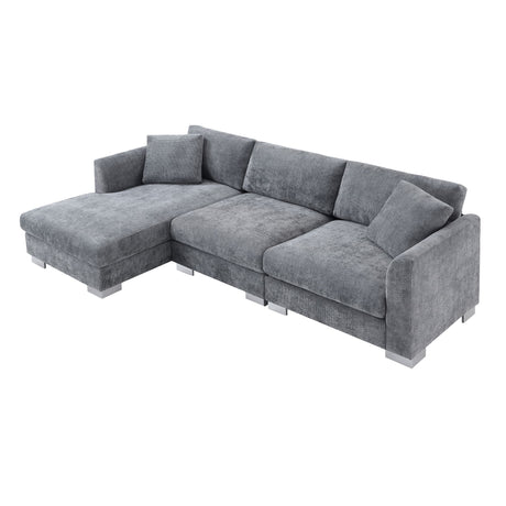 Modern Cloud Sectional Sofa L Shaped Luxury Couch Set With 2 Free Pillows 4 Seat With Oversized Chaise