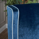 Elegant Velvet Club Chair With Tonal Piping