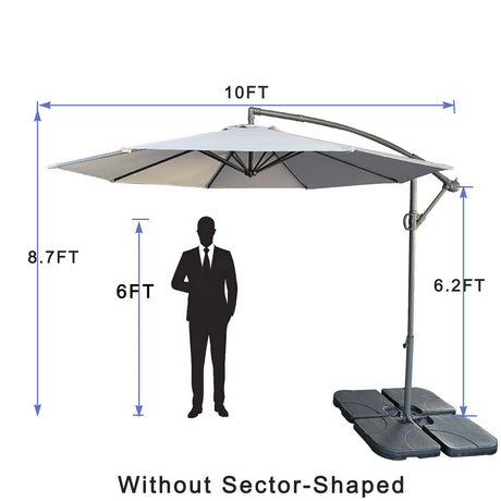 10 Ft Offset Cantilever Patio Umbrella With Crank And Tilt Adjustment For Pool, Deck, And Garden - Gray