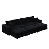 Deep Seat Convertible Sofa With Soft Pillows And Ottomans
