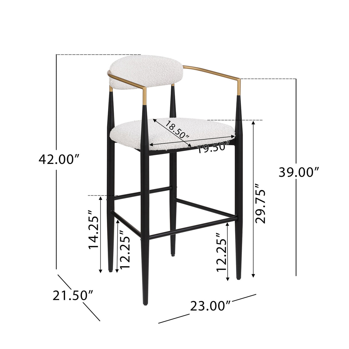 Upholstered Bar Stools With Backs For Kitchen Island (Set of 2) - Beige