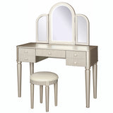 Mirrored Makeup Vanity Table Set With Adjustable Lighting And Storage