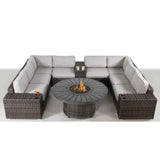 Patio Seating Group With Cushions And Fire Pit - Espresso